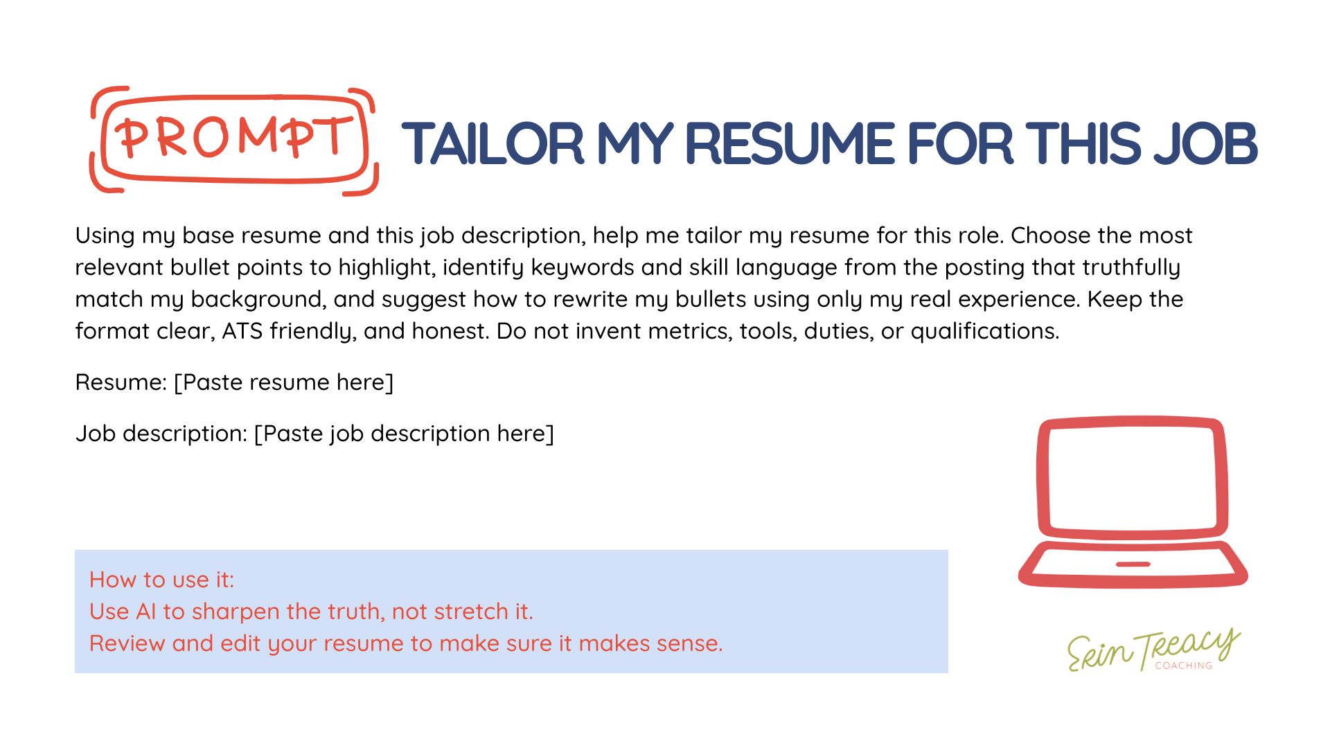 AI prompt for tailoring resume to job description